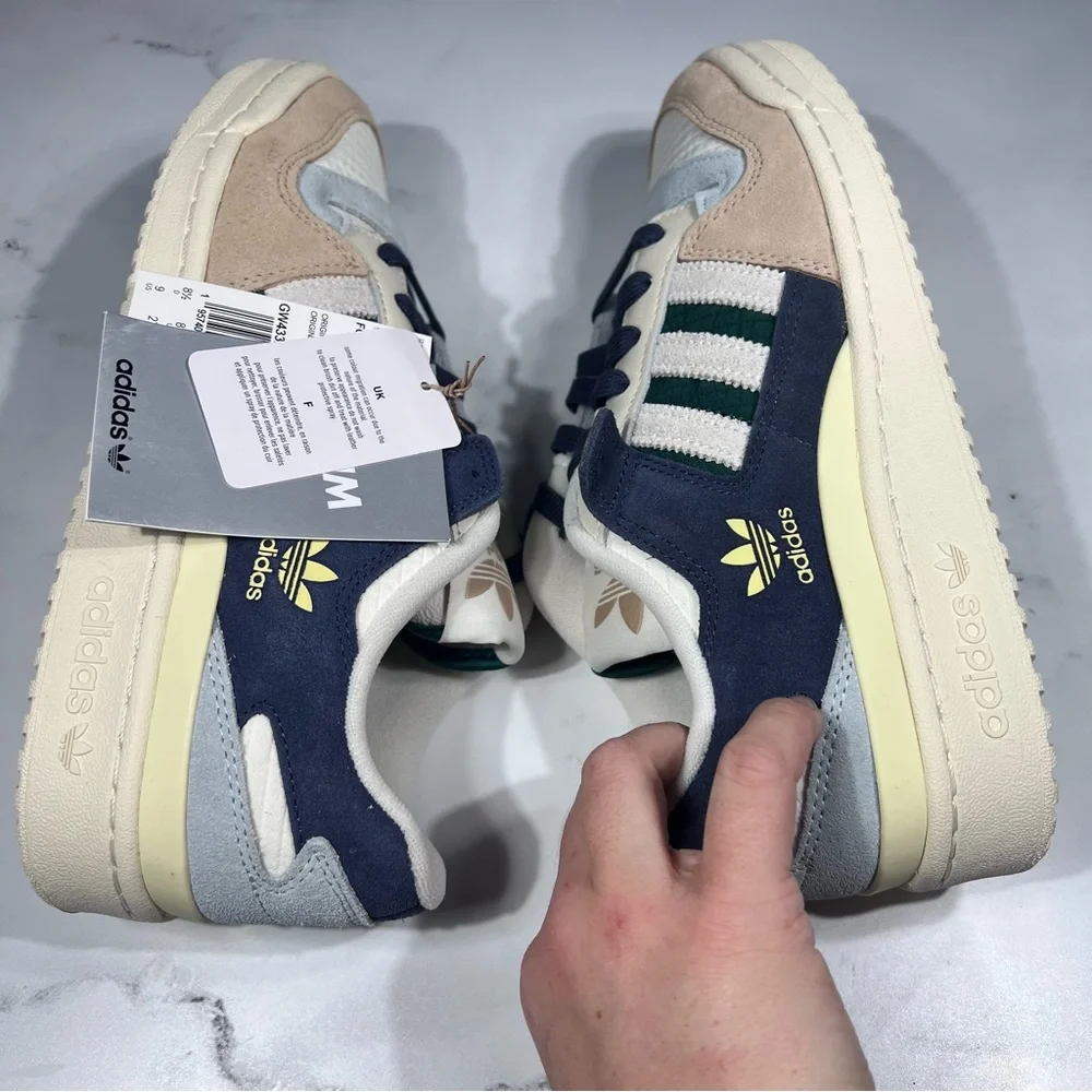Adidas Forum 84 Low CL White Collegiate Green Magic Beige Athletic Sneakers